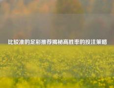 比较准的足彩推荐揭秘高胜率的投注策略