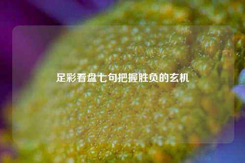 足彩看盘七句把握胜负的玄机