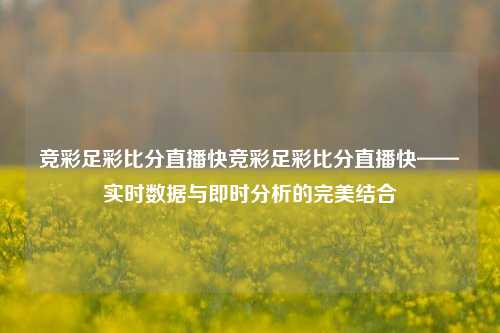 竞彩足彩比分直播快竞彩足彩比分直播快——实时数据与即时分析的完美结合