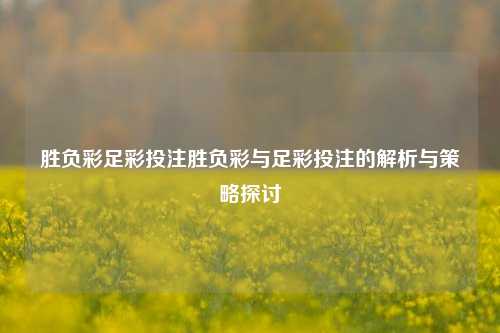 胜负彩足彩投注胜负彩与足彩投注的解析与策略探讨