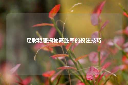 足彩稳赚揭秘高胜率的投注技巧