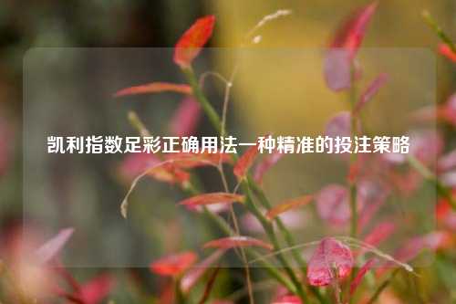 凯利指数足彩正确用法一种精准的投注策略