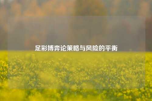 足彩博弈论策略与风险的平衡