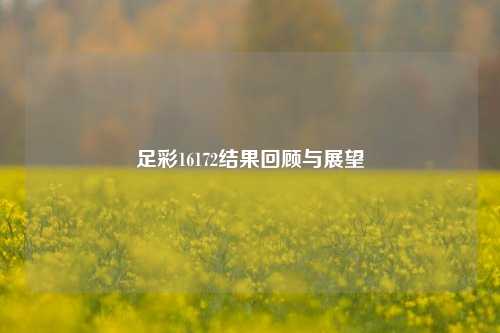 足彩16172结果回顾与展望