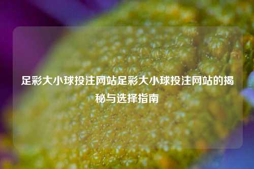 足彩大小球投注网站足彩大小球投注网站的揭秘与选择指南
